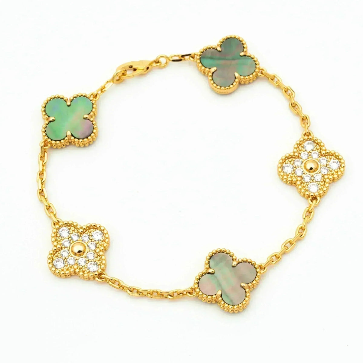 [Lume Jewels]New CLOVER 5 MOTIF GRAY MOP BRACELET COLLECTION