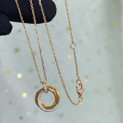 ¡®Lume Jewels¡¯TRINITY NECKLACE SILVER GOLD PINK GOLD DIAMONDS