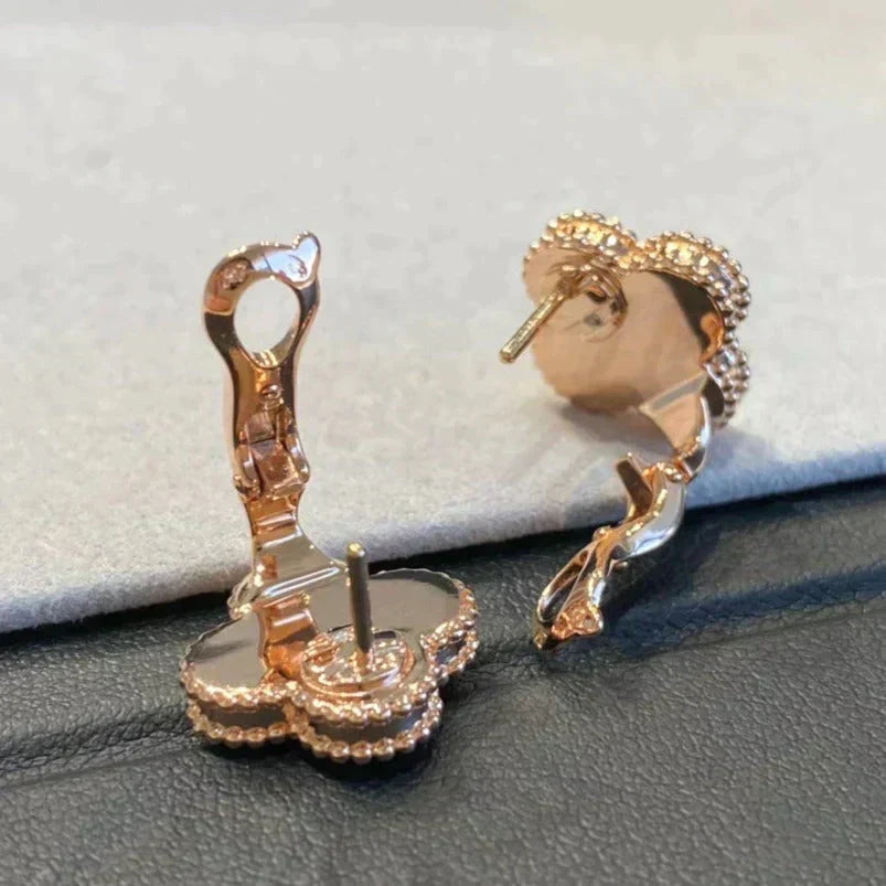 ¡®Lume Jewels¡¯CLOVER MEDIUM 1 MOTIFS GRAY MOP  DIAMOND EARRINGS