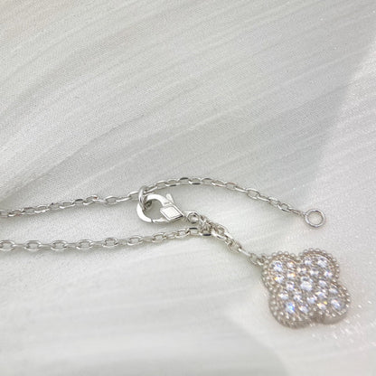 ¡®Lume Jewels¡¯CLOVER 5 MOTIFS SILVER DIAMONDS NECKLACE