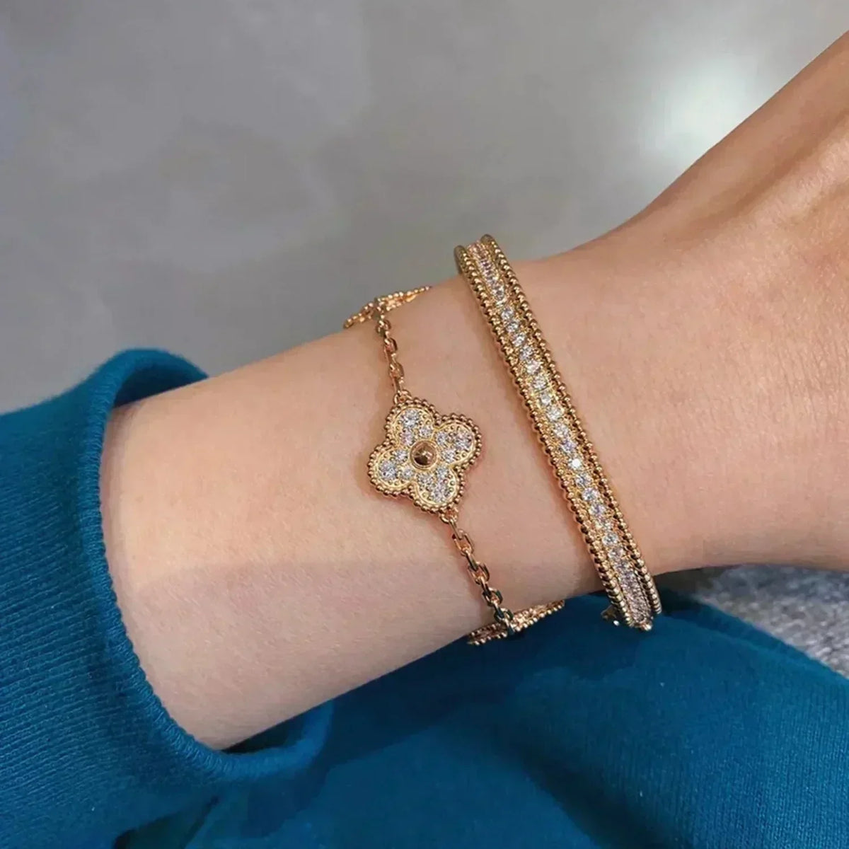 [Lume Jewels] New  CLOVER 5 MOTIF FULL DIAMOND BRACELET COLLECTION