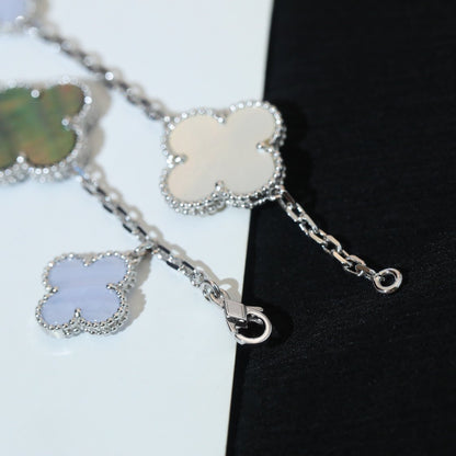 ¡®Lume Jewels¡¯CLOVER BRACELET 5 MOTIFS MOP CHALCEDONY SILVER