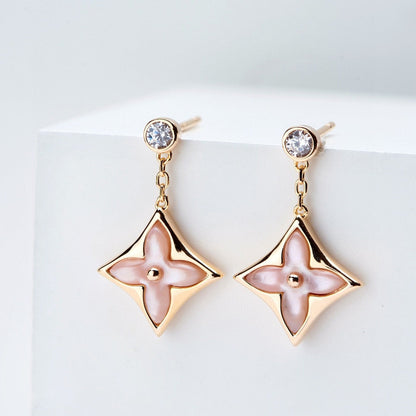 ¡®Lume Jewels¡¯DOUBLE STAR PINK GOLD MOP DROP EARRINGS