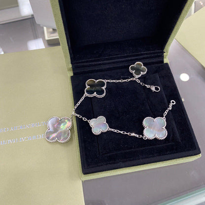 ¡®Lume Jewels¡¯CLOVER 5 MOTIFS SIVLER DARK MOP BRACELET