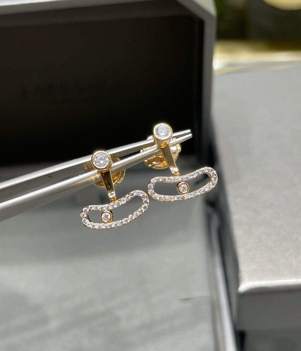 [Lume Jewels]MOVE UNO PINK GOLD DIAMOND EARRINGS
