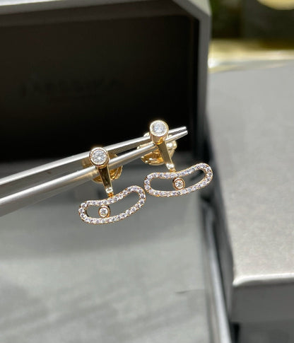 [Lume Jewels]MOVE UNO PINK GOLD DIAMOND EARRINGS