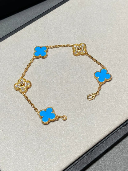 [Lume Jewels]New CLOVER 5 MOTIF BLUE AGATE BRACELET COLLECTION