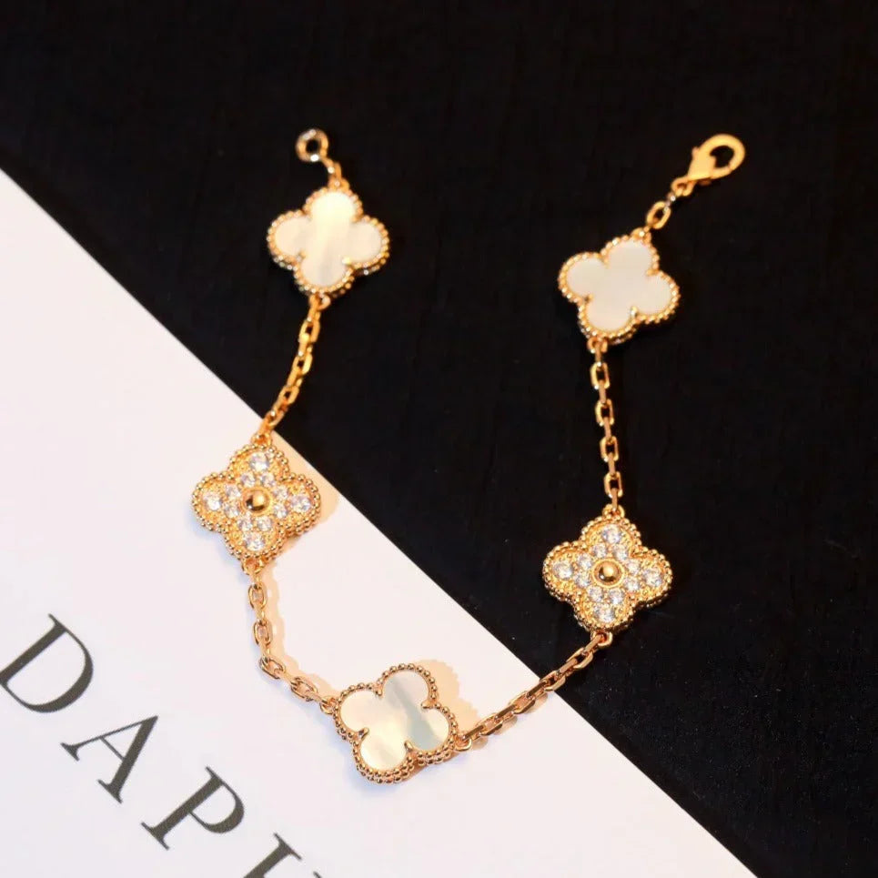 [Lume Jewels]New CLOVER WHITE PEARL MOP 5 MOTIF BRACELET COLLECTION