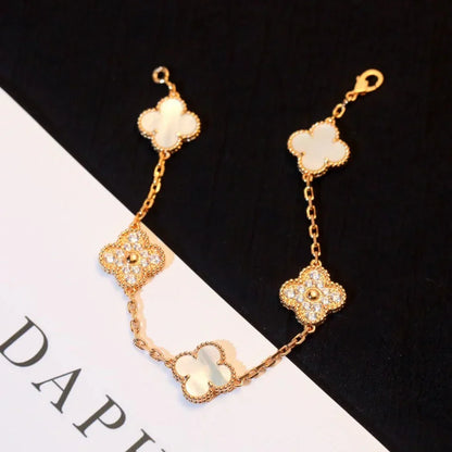 [Lume Jewels]New CLOVER WHITE PEARL MOP 5 MOTIF BRACELET COLLECTION