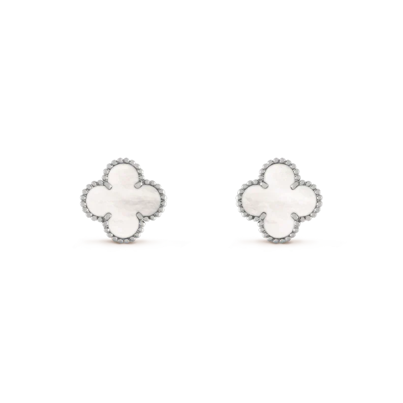 ¡®Lume Jewels¡¯CLOVER MEDIUM 1 MOTIFS  WHITE MOP EARRINGS SILVER