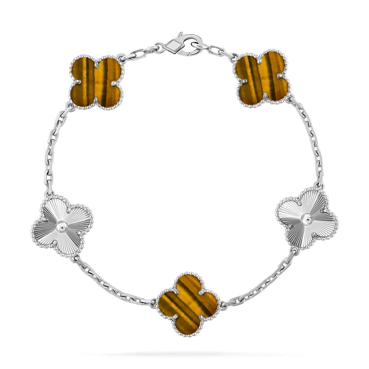 [Lume Jewels]New  CLOVER 5 MOTIFS TIGER EYE BRACELET COLLECTION