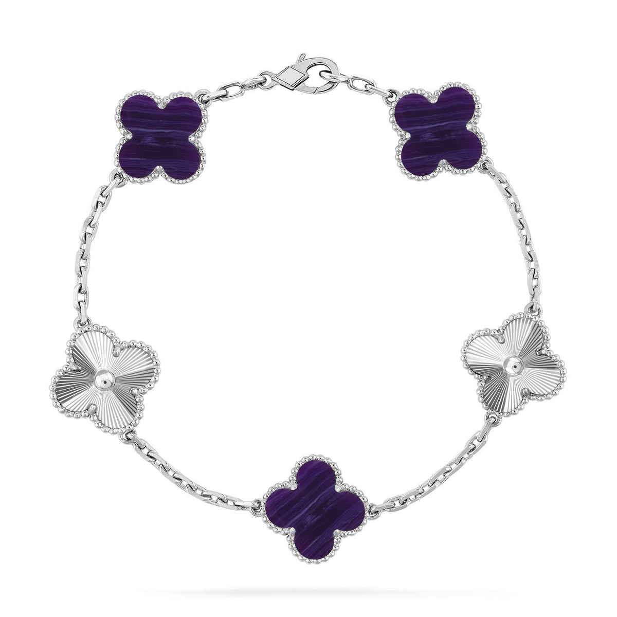 [Lume Jewels]New CLOVER 5 MOTIF PURPLE STRIPES BRACELET COLLECTION