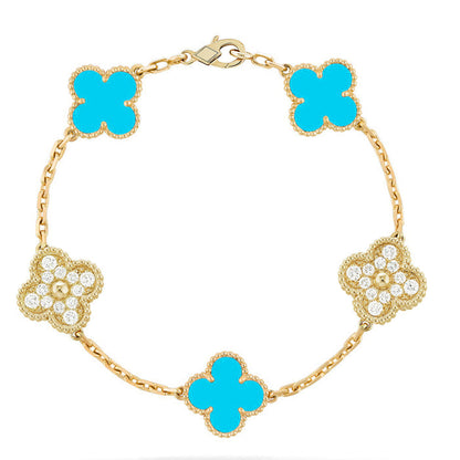 [Lume Jewels]New  CLOVER 5 MOTIF TURQUOISE BRACELET COLLECTION