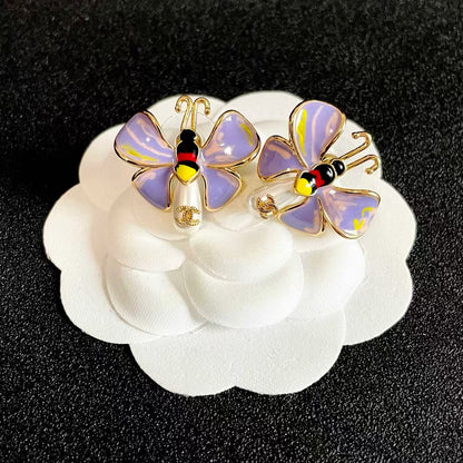 [Lume Jewels] Ladybug Enamel & Faux Pearl Clip-On Earrings