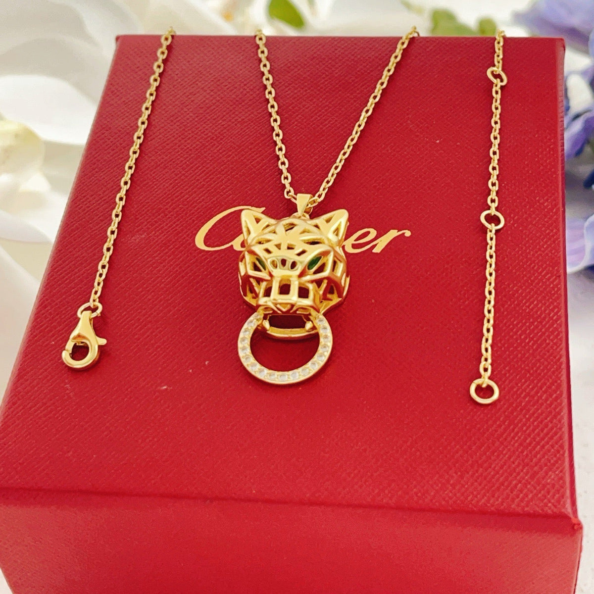 ¡®Lume Jewelry¡¯Openwork Panther‑Head Doorknocker Necklace