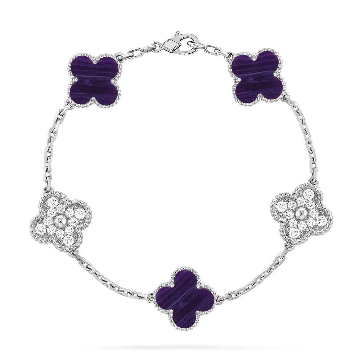[Lume Jewels]New CLOVER 5 MOTIF PURPLE STRIPES BRACELET COLLECTION