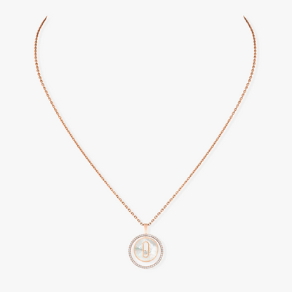 [Lume Jewels]LUCKY MOVE 1 DIAMOND WHITE MOTHER OF PEARL PINK GOLD DIAMOND NECKLACE