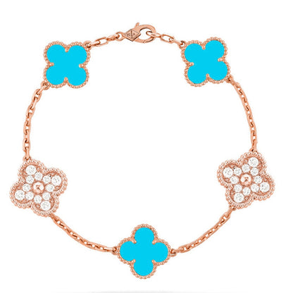 [Lume Jewels]New  CLOVER 5 MOTIF TURQUOISE BRACELET COLLECTION