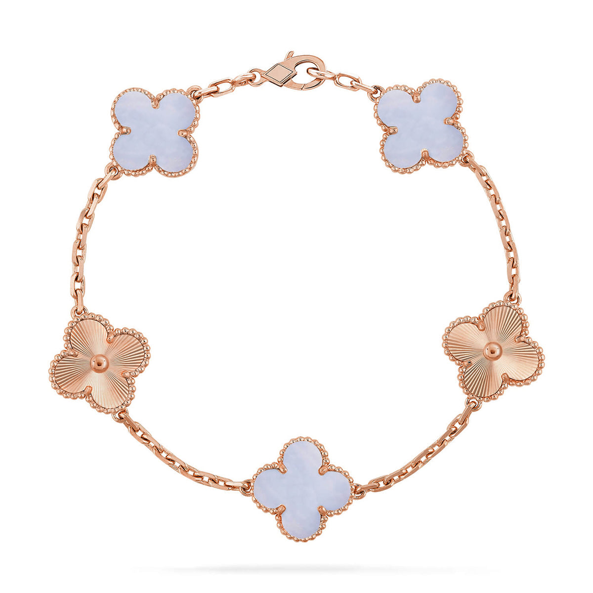 [Lume Jewels]New  CLOVER 5 MOTIF PURPLE CHALCEDONY BRACELET COLLECTION