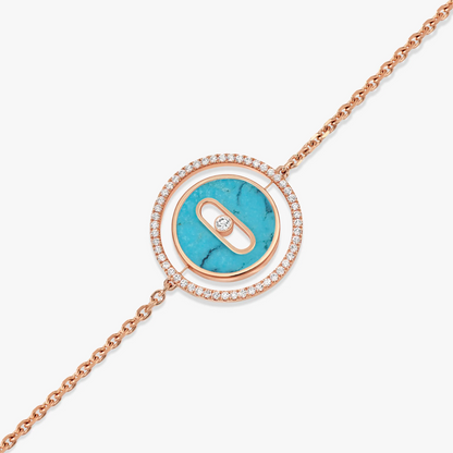 [Lume Jewels]LUCKY MOVE TURQUOISE PINK GOLD DIAMOND BRACELET(Adjustable)