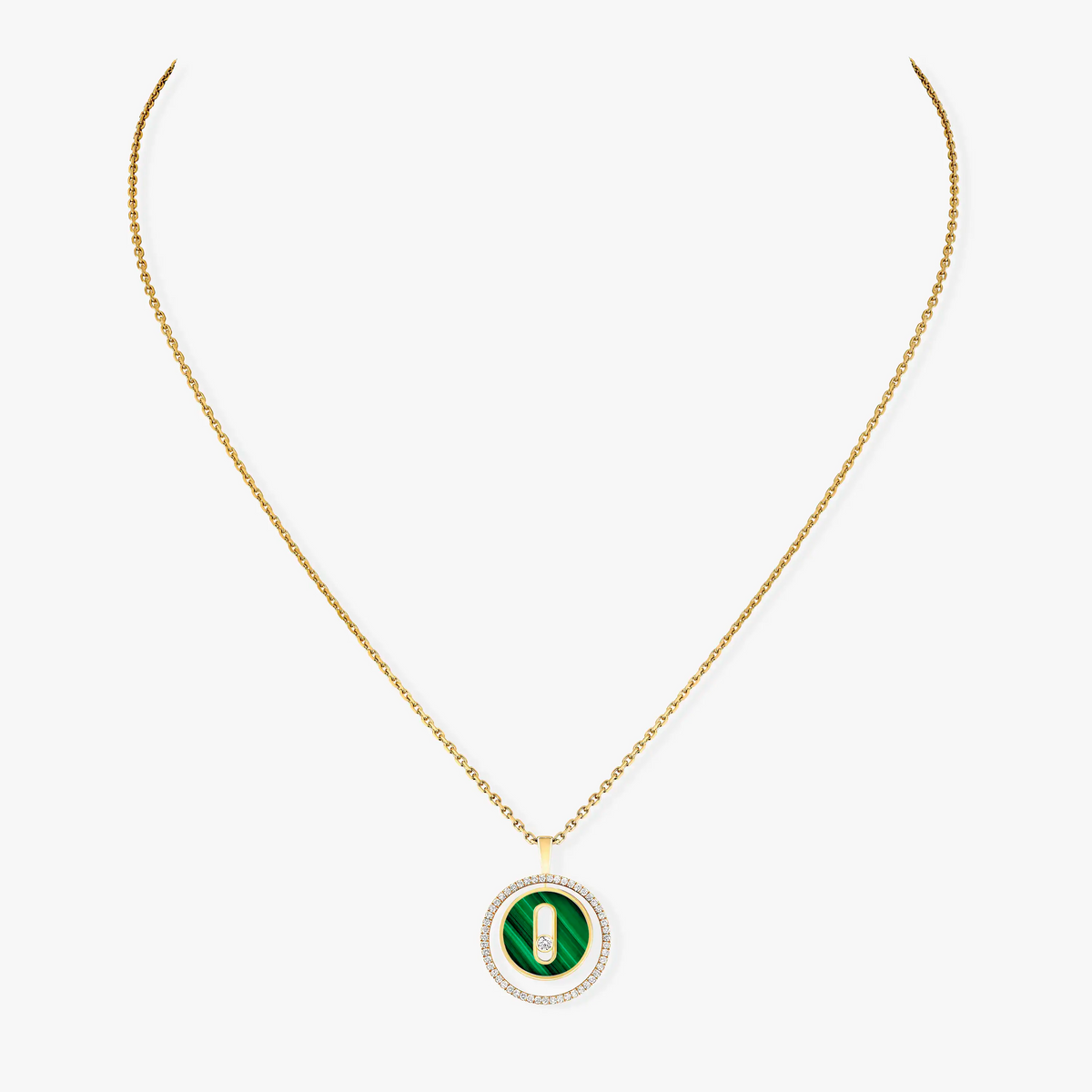 [Lume Jewels]LUCKY MOVE 1 DIAMOND MALACHITE GOLD DIAMOND NECKLACE