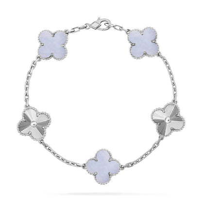 [Lume Jewels]New  CLOVER 5 MOTIF PURPLE CHALCEDONY BRACELET COLLECTION