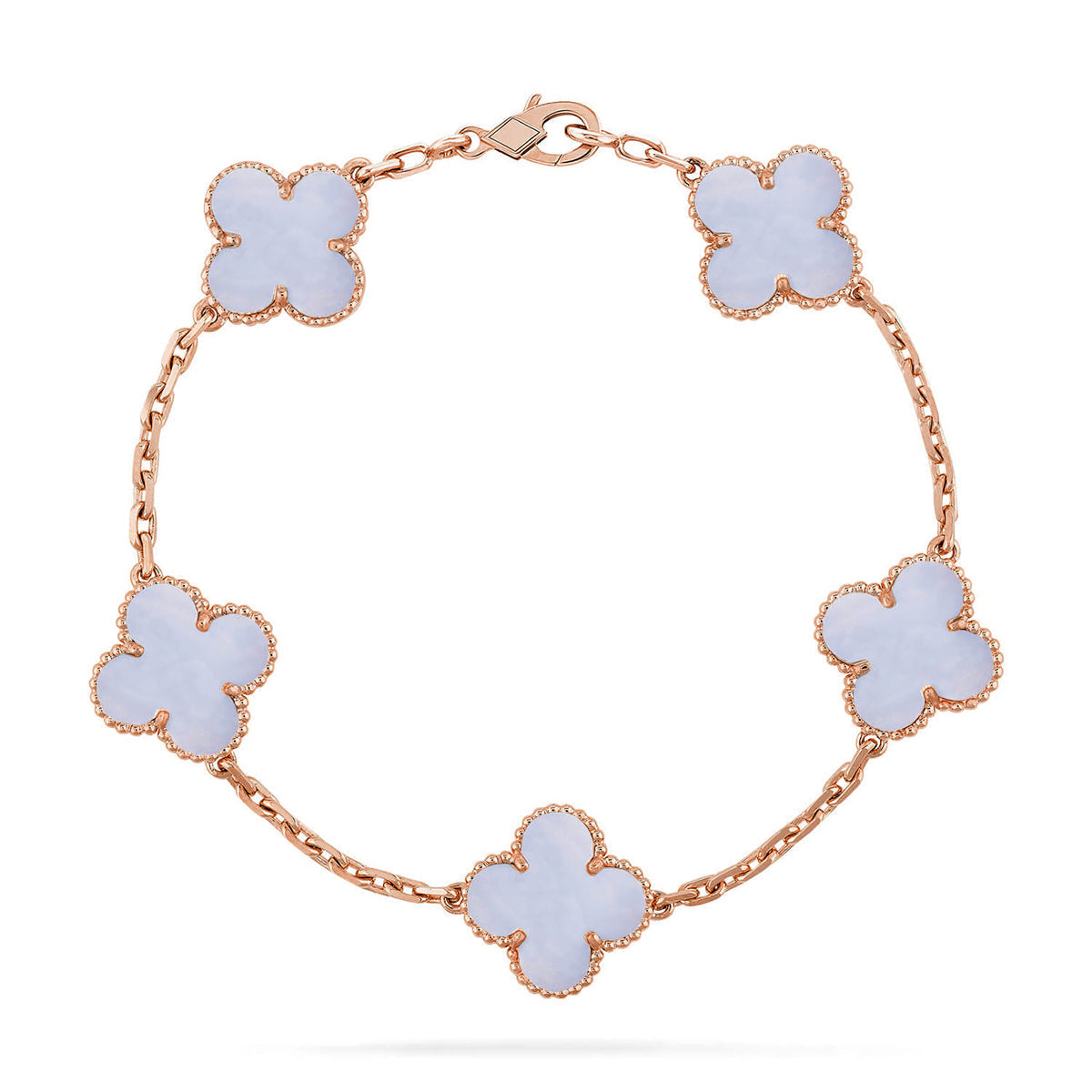 [Lume Jewels]New  CLOVER 5 MOTIF PURPLE CHALCEDONY BRACELET COLLECTION