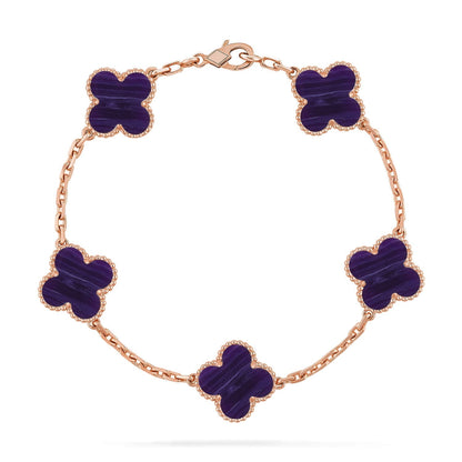 [Lume Jewels]New CLOVER 5 MOTIF PURPLE STRIPES BRACELET COLLECTION