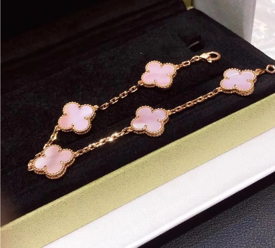 [Lume Jewels]CLOVER 5 MOTIFS Pink  AGATE  BRACELET