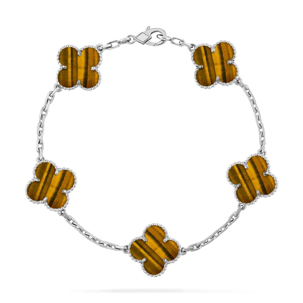 [Lume Jewels]New  CLOVER 5 MOTIFS TIGER EYE BRACELET COLLECTION