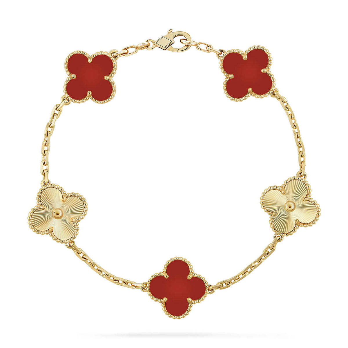 [Lume Jewels]New  CLOVER 5 MOTIF RED CORNELIAN BRACELET COLLECTION