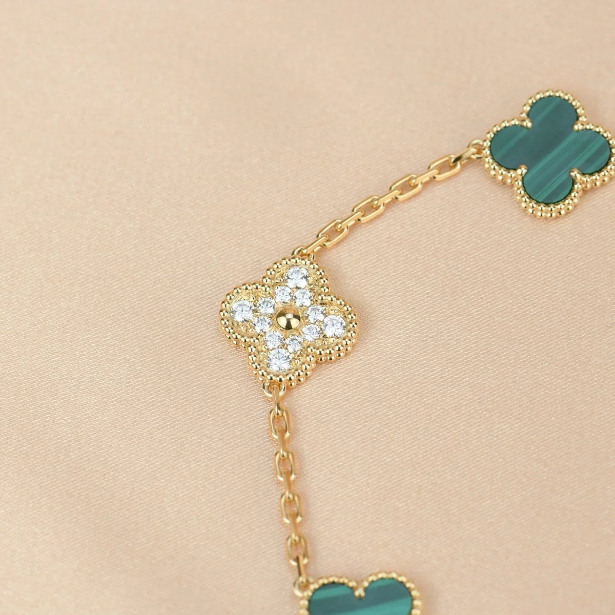 [Lume Jewels]New  CLOVER 5 MOTIF MALACHITE BRACELET COLLECTION