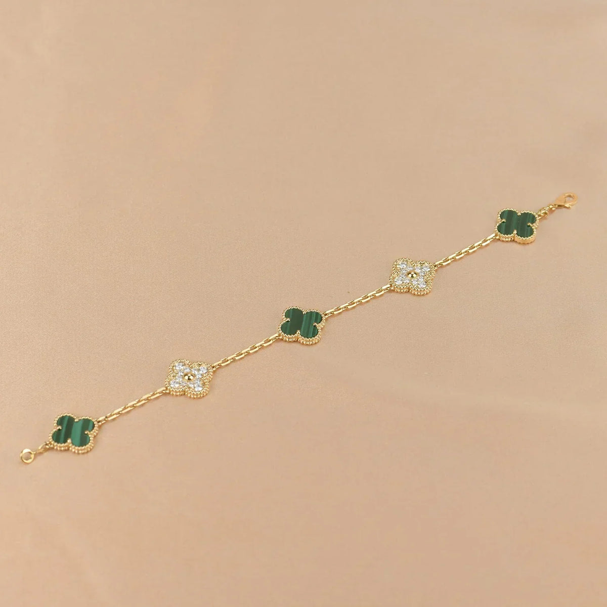 [Lume Jewels]New  CLOVER 5 MOTIF MALACHITE BRACELET COLLECTION