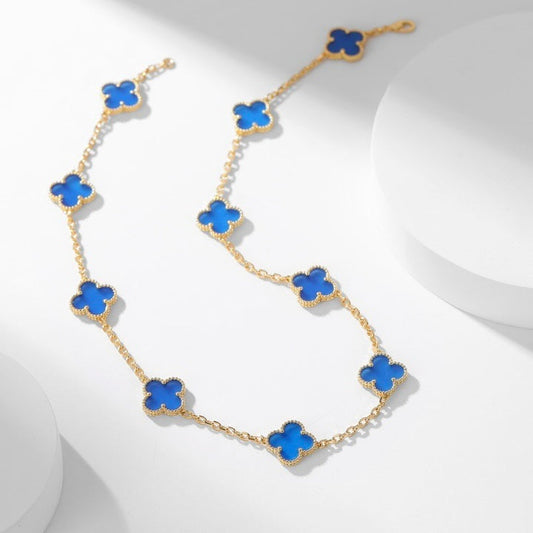 ¡®Lume Jewels¡¯CLOVER 10 MOTIFS BLUE AGATE NECKLACE