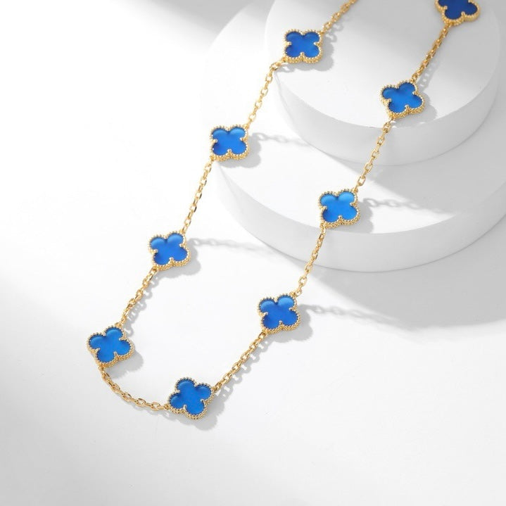 ¡®Lume Jewels¡¯CLOVER 10 MOTIFS BLUE AGATE NECKLACE