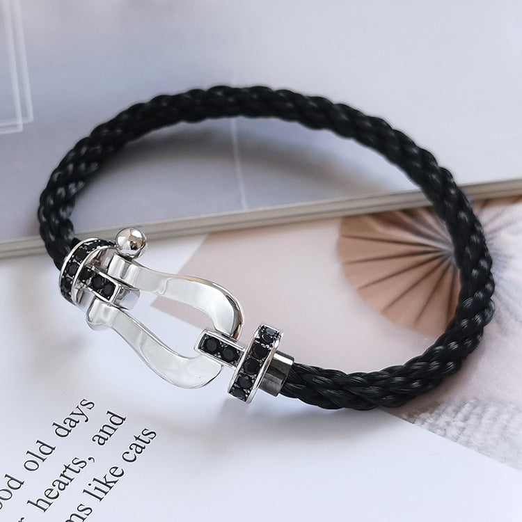 ¡®Lume Jewels¡¯FORCE LARGE HORSESHOE BLACK DIAMOND BRACELET SILVER