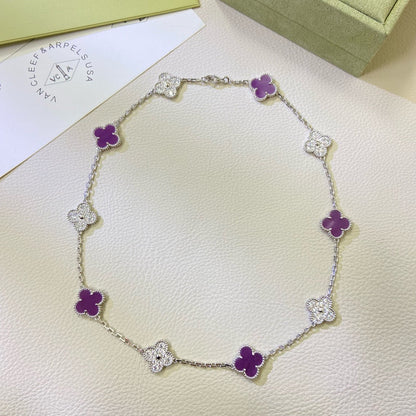 ¡®Lume Jewels¡¯CLOVER 10 MOTIFS  PURPLE VIOLET DIAMOND NECKLACE