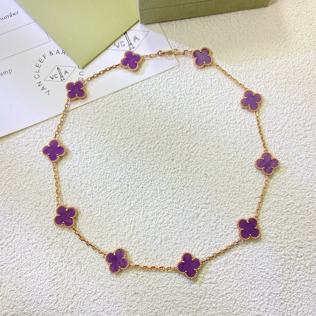 ¡®Lume Jewels¡¯CLOVER 10 MOTIFS  PURPLE VIOLET  NECKLACE