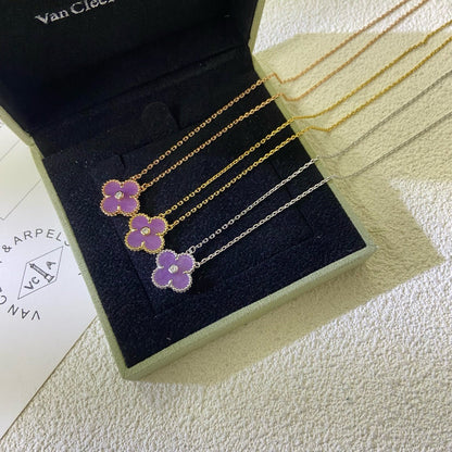 ¡®Lume Jewels¡¯CLOVER 15MM DIAMOND  PURPLE VIOLET NECKLACE