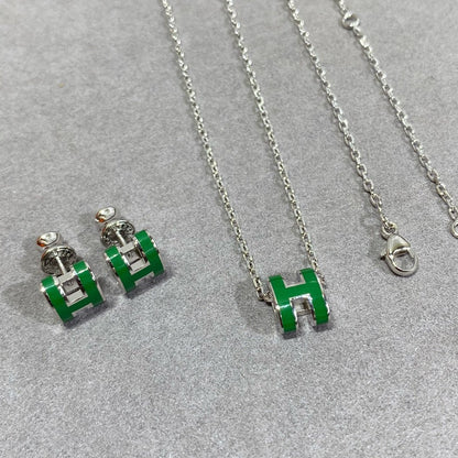 ¡®Lume Jewels¡¯POP H GREEN NECKLACE SILVER AND GOLD