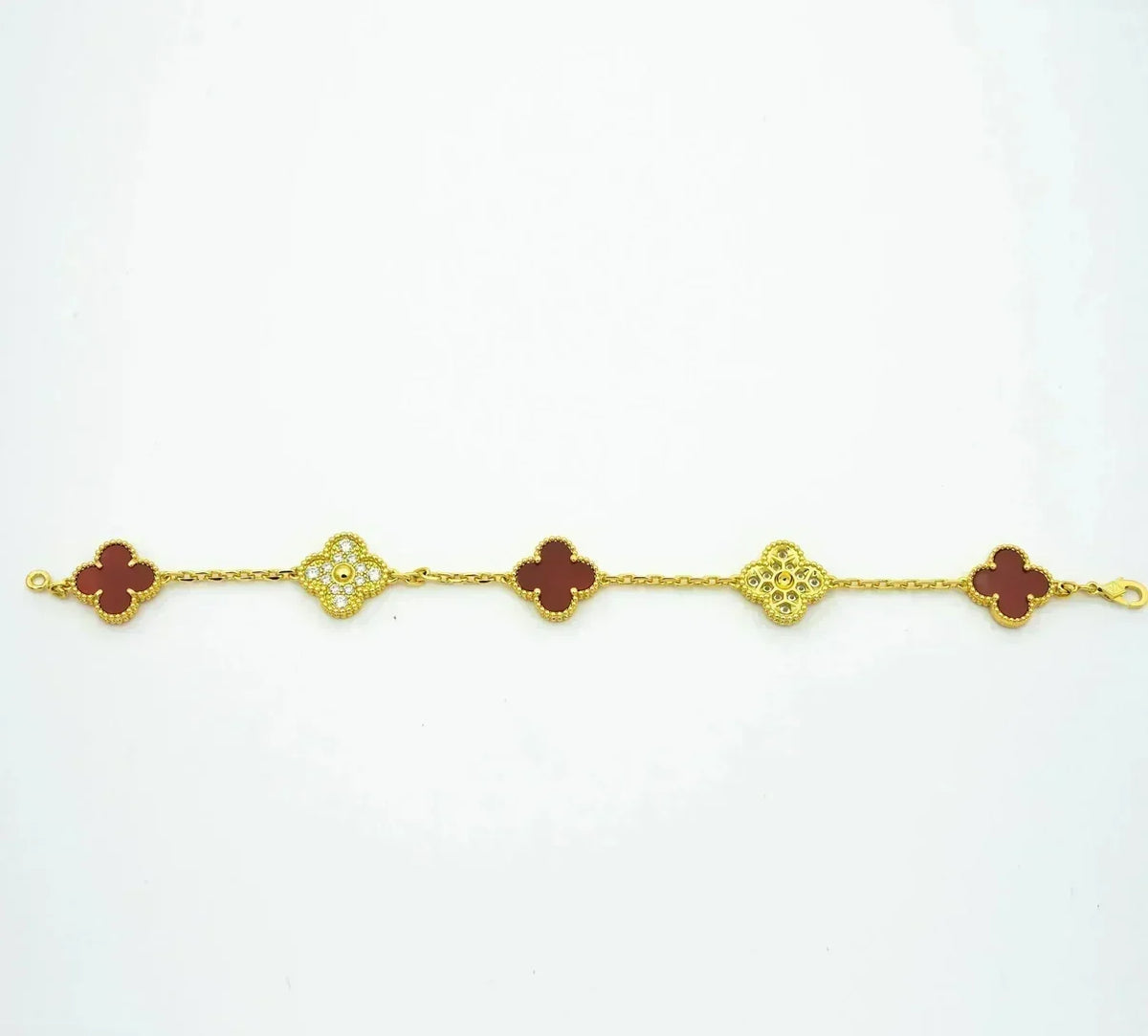 [Lume Jewels]New  CLOVER 5 MOTIF RED CORNELIAN BRACELET COLLECTION
