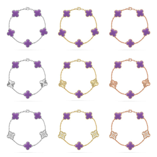[Lume Jewels]New CLOVER 5 MOTIF LIGHT PURPLE BRACELET COLLECTION