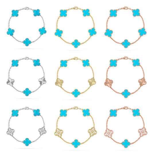 [Lume Jewels]New  CLOVER 5 MOTIF TURQUOISE BRACELET COLLECTION