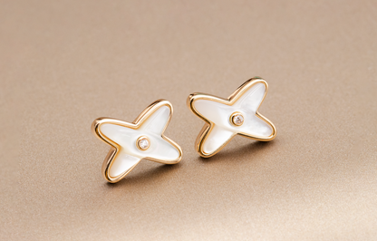 ¡®Lume Jewels¡¯JEUX DE WHITE MOP PINK GOLD DIAMOND EARRINGS