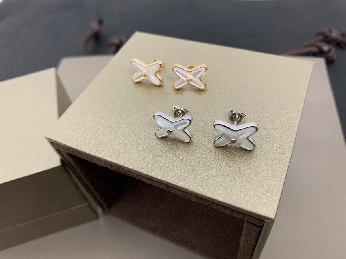 ¡®Lume Jewels¡¯JEUX DE WHITE MOP SILVER DIAMOND EARRINGS