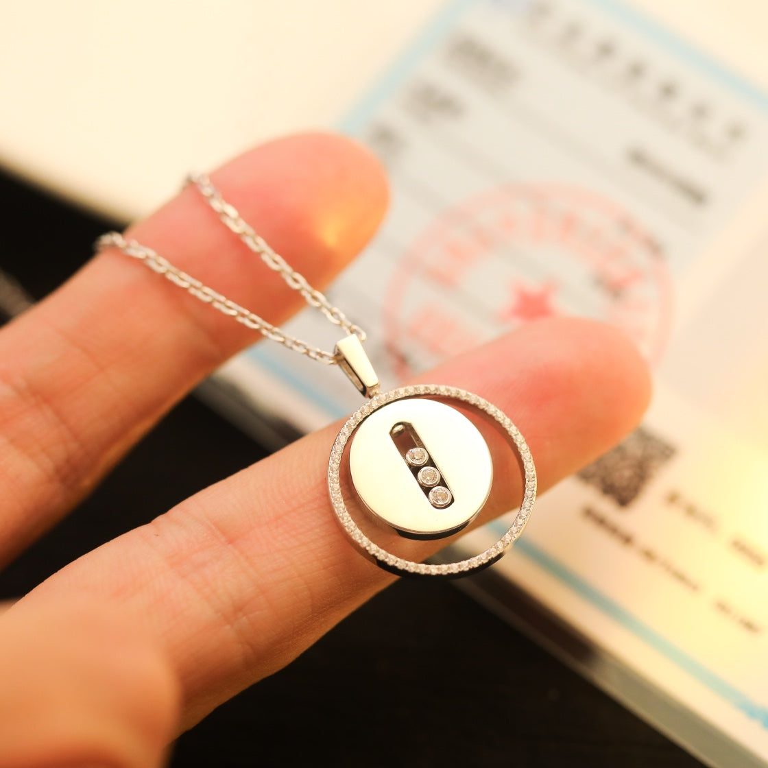 [Lume Jewels]LUCKY MOVE MM SILVER DIAMOND NECKLACE