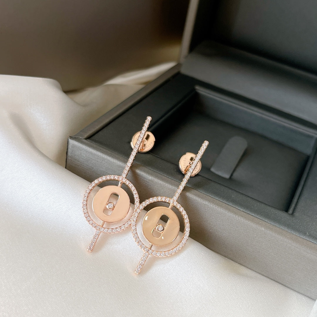 [Lume Jewels]LUCKY MOVE ARROW PINK GOLD DIAMOND EARRINGS
