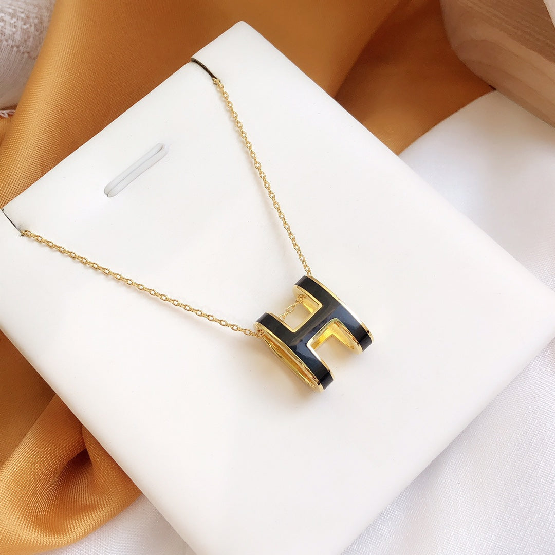 ¡®Lume Jewels¡¯HM CLIC BLACK ENAMEL GOLD NECKLACE