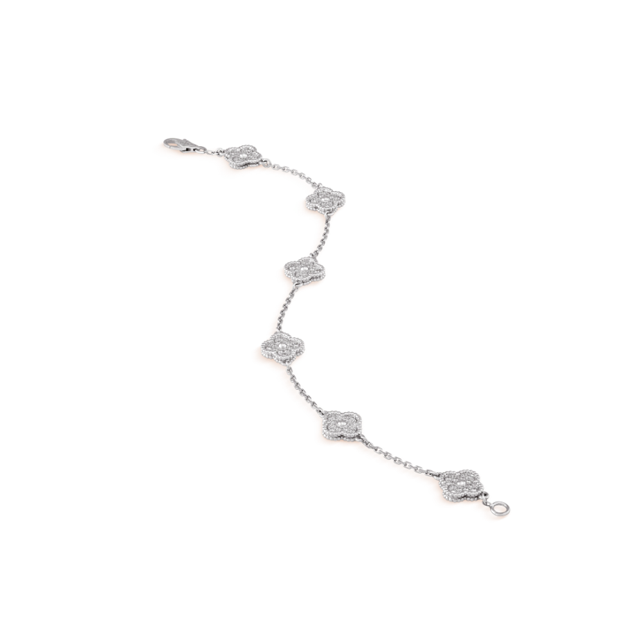 ¡®Lume Jewels¡¯CLOVER 6 MOTIF SILVER DIAMOND BRACELET