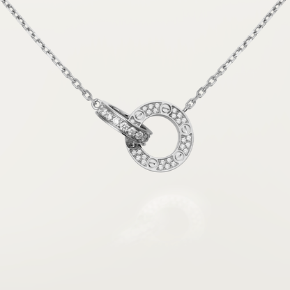 ¡®Lume Jewels¡¯LOVE 7.6MM NECKLACE ROSE GOLD AND SILVER  FULL DIAMOND